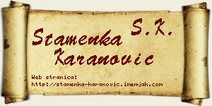 Stamenka Karanović vizit kartica